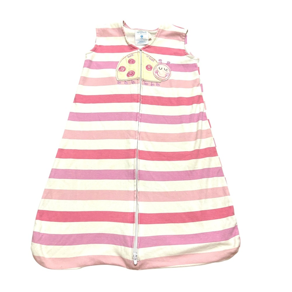 HALO Girls Small SleepSack Pink Striped Ladybug Wearable Blanket Cotton